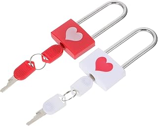 IWOWHERO 2pcs Long Handle Love Lock Drawer Cabinet Padlock Drawer Padlock Rustproof Padlock Long Handle Padlock Versatile Padlock Rustproof Lock Red Journal Abs Luggage Lock Heart Padlock