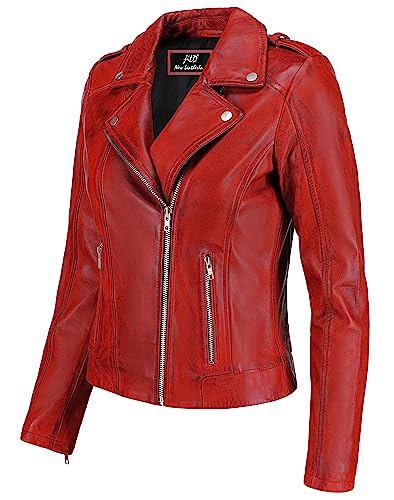 Jild Biker Style Vintage Leather Jacket Women - Casual Fashion Motorcycle Zip-Up Lightweight Coat Collar Women Leather Jacket4