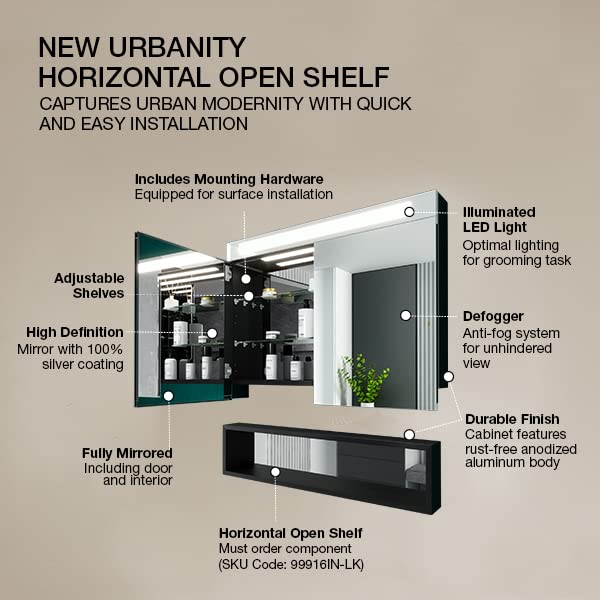 Image of Kohler Urbanity Horizontal Mirror Cabinet Shelf 900MM X 212MM