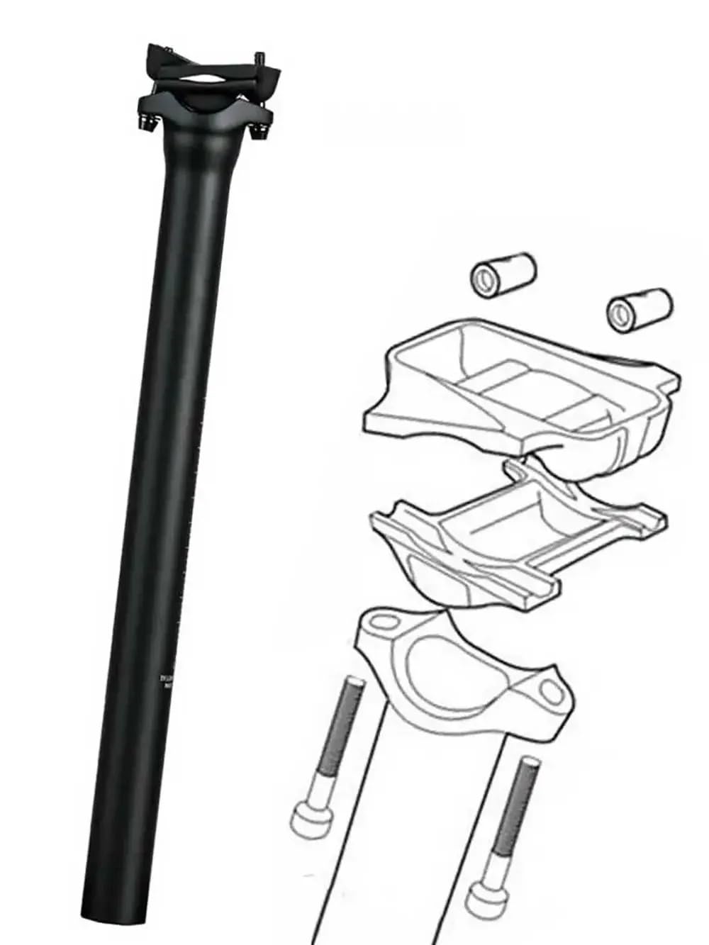 Selle de vélo Tige Elitaone de Selle de vélo en Carbone légère, Compatible Tige de Selle VTT