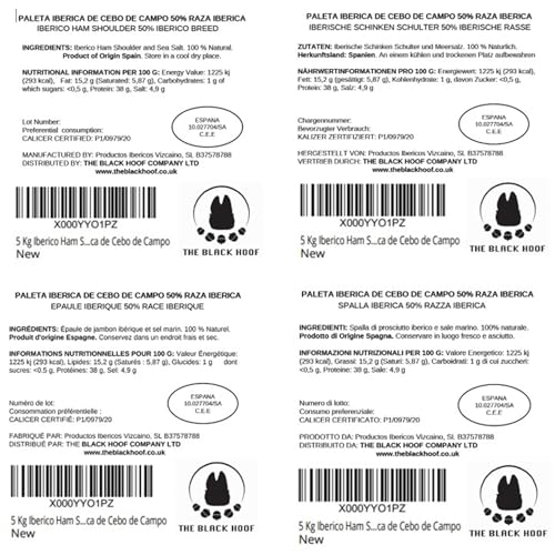 2.5 Kg Pata Negra Iberico Schinken ohne Knochen 100% natürlich - von in Dehesas aufgezogenen iberischen Schweinen aus Freilandhaltung - Jamon Iberico