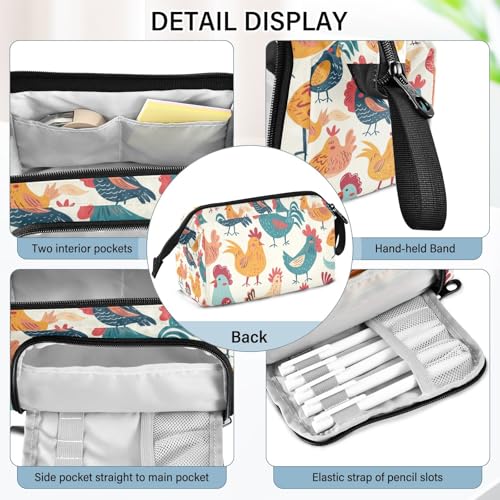 Image of Big Capacity Pencil Case,Colorful Cute Chicken Pen Bag Pouch Holder Stationery Bag School College Office Organizer for Teen Adults Student