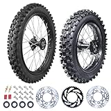RUIQIMOTO 2.50-14 60/100-14 Front 3.00-12 80/100-12 Rear Rim Wheel Tires With 12-15mm Bearing for 50cc 90cc 110cc 125cc SSR125 TTR110 PW80 CRF70 KLX110 Apollo TaoTao DB14 Coolster Pit Bike Motorcycle
