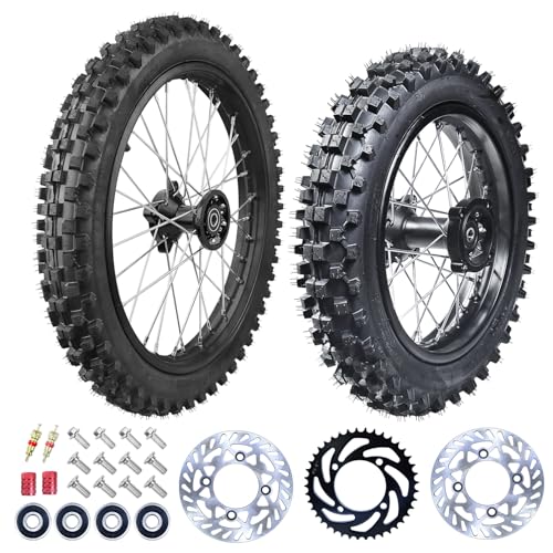 RUIQIMOTO 3.00-14 90/100-14 Rear And 2.75x17 70/100-17 Front Wheel Dirt Bike Rim With 15mm Bearing for 110cc 125cc 140cc 150cc 160cc TTR125 RM80 RM85 KLX140R DB17 DB27 Apollo RFZ SSR Baja Pit Bike by RUIQIMOTO - Used condition - US$188.09