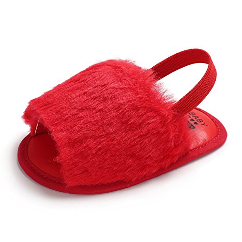 ENERCAKE Baby Girls Sandals Flower Soft Sole Toddler Newborn Crib First Walker Dress Shoes(0-6 Months Infant, G-Red)