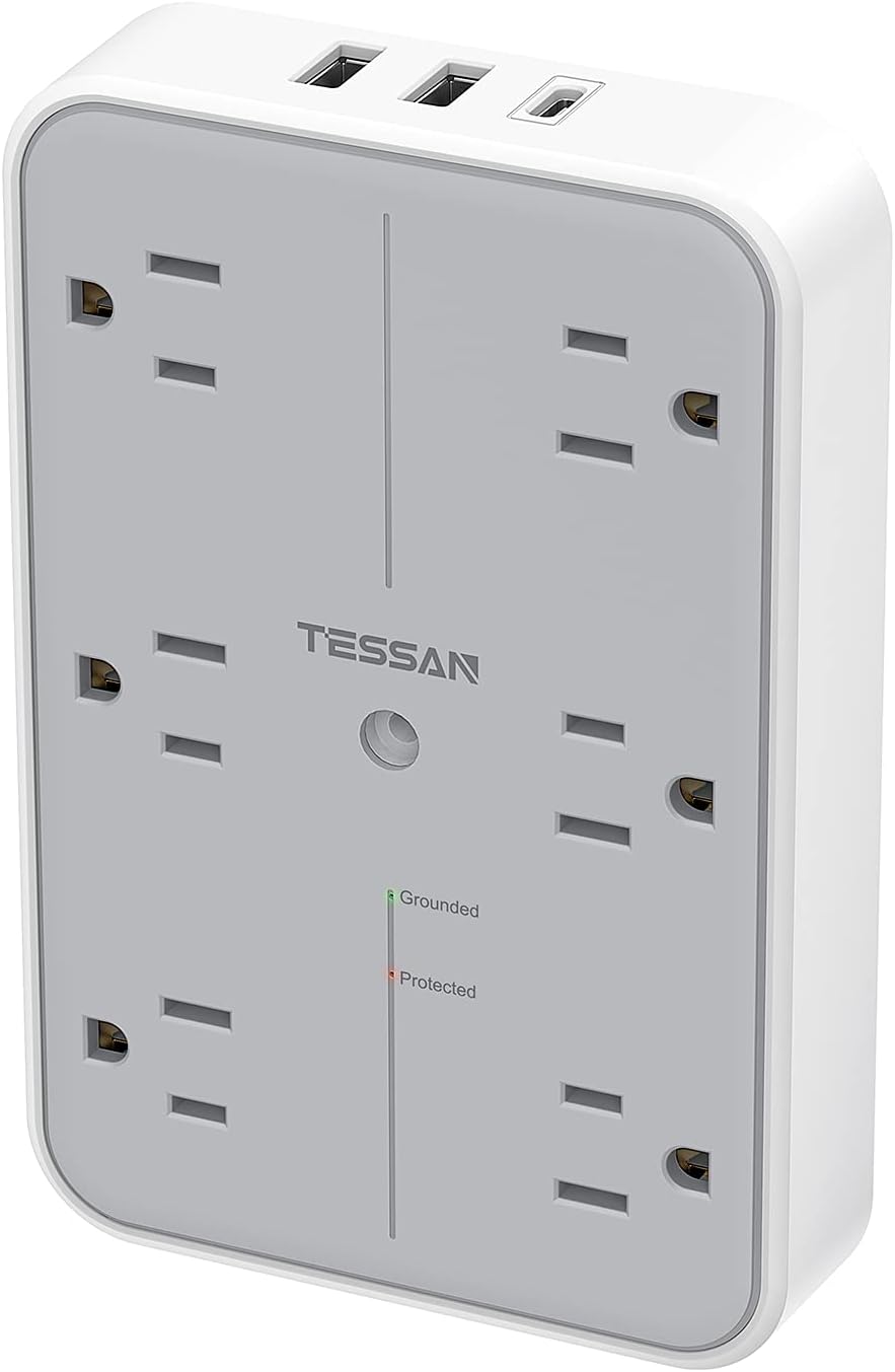 Multi Plug Outlet Extender, TESSAN 6 Electrical Outlets Splitter with USB A and USB C Wall Charger, Widely Spaced Multiple Power Expander, Surge Protector Wall Outlet for Bedroom Dorm Room Office : Tools & Home Improvement