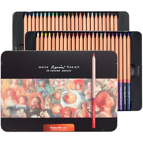 Amazon | Marco 大人の塗り絵色鉛筆 48色 油性 発色の良い 色えんぴつ