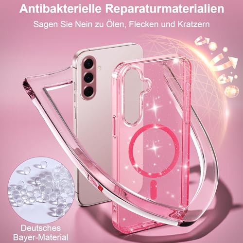 Coque Samsung S26 Plus compatible Magsafe antichoc transparente rose bling