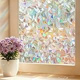 shinfly Fensterfolie Blickdicht Selbsthaftend | Sichtschutzfolie Fenster | Fensterfolie Bunt Statisch Haftend 44,5 x 200 cm | Stained Glass Window Film Anti-UV Für Büro Wohnzimmer Schlafzimmer Küche