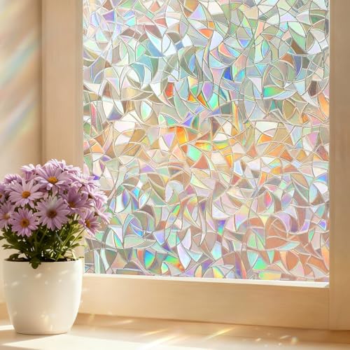 shinfly Film Fenetre Anti Regard Occultant Fenêtre Effet Arc-en-Ciel 44.5x200cm, Film...