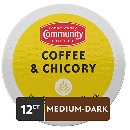Image of Community Coffee Coffee & Chicory 12 Count Coffee Pods, Medium-Dark Roast, Compatible with Keurig 2.0 K-Cup Brewers, 12 Count (Pack of 4)