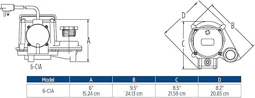 Miniatura 7 de Little Giant 506160, 6-CIA-ML 115 voltios, 13 HP, 2760 GPH Bomba de sumidero sumergible compacta de repuesto de hierro fundido para debajo del