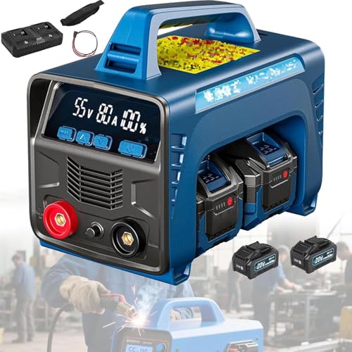 GZGHRZQS Máquina de Soldar Inverter a Batería, Soldador Inalámbrico Portátil con Tecnología IGBT, Pantalla LED, Arranque en Caliente, para MMA ARC Soldadura, Reparaciones en el Hogar
