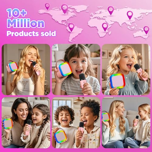 Gontence Karaoke Maschine Kinder - Rosa Karaoke Mikrofone als Geschenke Für Mädchen - Bluetooth Karaoke Mikrofon Kinder - Mikrofon für Mädchen 3-12 Jahre - Mädchen Spielzeug ab 3-15 Jahre