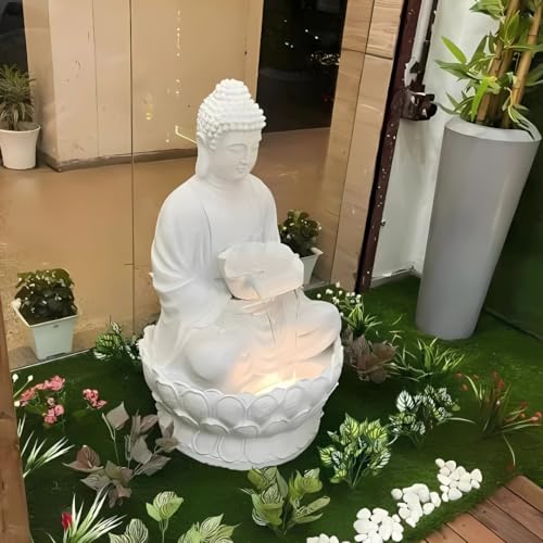 Image of Resin Buddha Statue Decorative Water Fountains for Outdoor Living Room, Office, Garden 4 Feet Large Buddha Fountain, Sitting Pose, Large Big Size (Design 6)