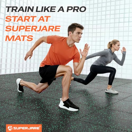 Image of SUPERJARE 0.56'' Thick 96 Sq Ft Rubber Top Gym Flooring for Home Gym