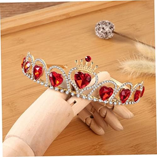 Queen of Hearts Costume Women,Heart Tiara Descendants Costume Headdress Queen of Hearts Gold Crown for Girls Teens Halloween Parties Red