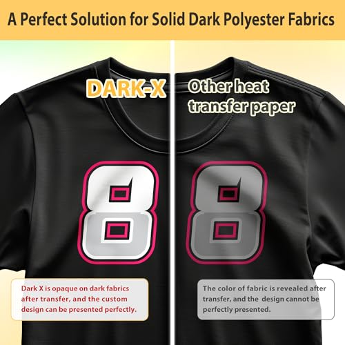 Image of TransOurDream Heat Transfer Paper for Dark Polyester Fabrics (Dark X, 8.5 inchx11 inch, 50 Sheets) Printable Iron on Heat Transfer Vinyl for Inkjet Printer