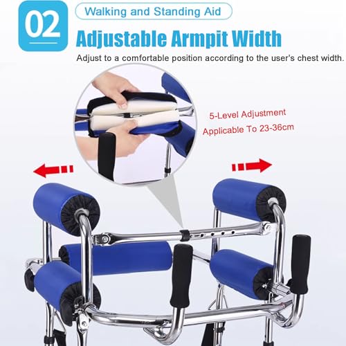 Andador portátil plegable para niños con parálisis cerebral, ligero, de 6 ruedas, antivuelco, ajustable, ayuda de rehabilitación para estar de pie y caminar.