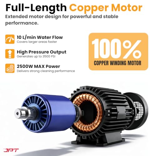 Image of JPT F8 2.0 Super Combo 2500W 250 Bar High Pressure Washer | 100% Copper Induction Motor with TSS | 10 L /min Flow | 14-Piece Car, Bike & Home Cleaning Kit