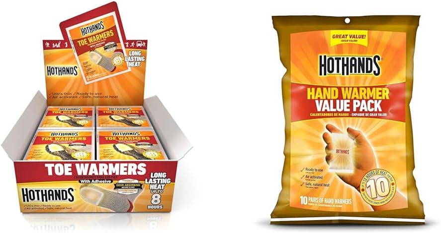 HotHands HeatMax Toasti Toes Foot Warmer (40 Pairs) (TT240-U), Black & Hand Warmer Value Pack(10 Count)