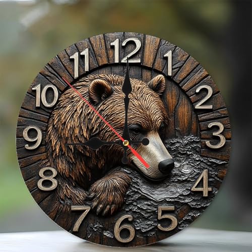 Reloj de Pared de Madera con Movimiento Silencioso 10 Pulgadas miniatura 1