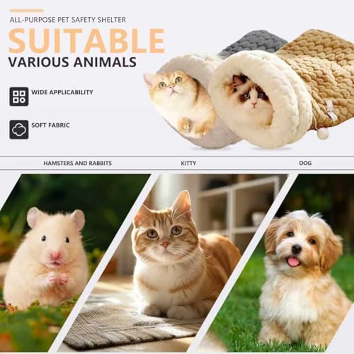 EDTGNBKY Cat Winter Sleeping Bag Soft Warm Cozy Pet Bed Sack for Indoor Cats or Small Dogs Durable Washable Sleeping Pad (Brown Ball, Large) by EDTGNBKY - Image 4