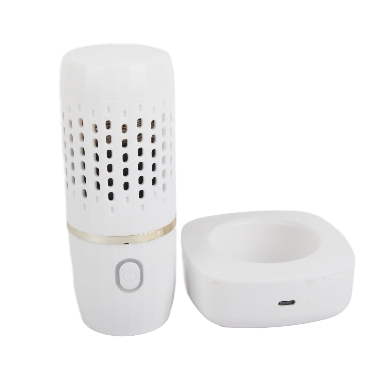 Lavadora de Frutas Y Verduras, Carga USB Inalámbrica Limpiador Portátil Forma de Cápsula Mini Purificador de Alimentos con Base (Blanco)