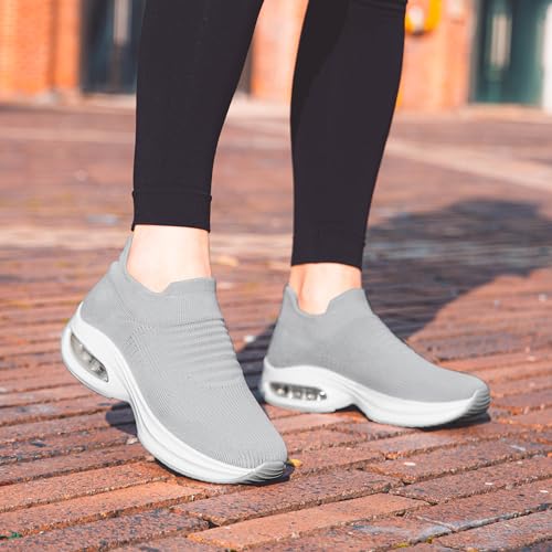 Image of DOUSSPRT Womens Walking Shoes Slip on Sock Sneakers Lady Girls Nurse Mesh Air Cushion Platform Loafers Fashion Casual