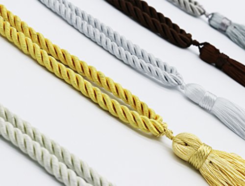 Home Queen Decorative Tassel Rope Tie Backs For Window Curtain, Hand Knitting Buckle Cord Drapery Holdbacks, Set Of 2, Silver White #TOP5