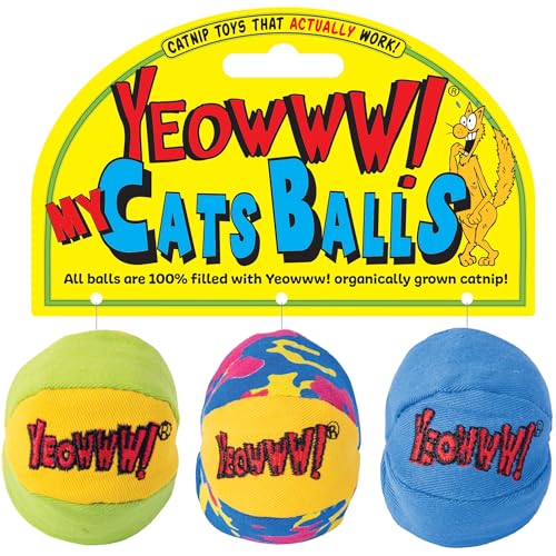 Yeowww-Catnip-My-Cats-Balls-Toys-for-Cats-3-Pack-Durable-Cotton-Twill-Made-in-the-USA-Stuffed-with-Organically-Grown-Catnip Yeowww! Catnip My Cats Balls Toys for Cats - 3-Pack - Durable Cotton Twill - Made in the USA - Stuffed with Organically Grown Catnip - Image 1