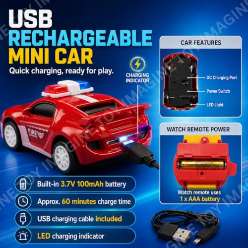 Image of Toy Imagine Remote Control Watch Car Toy for Kids, White or Red
