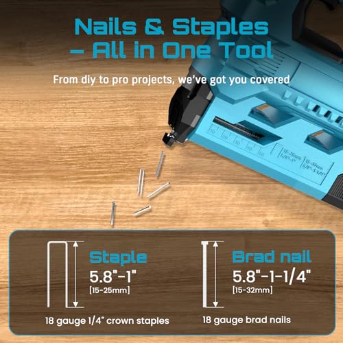 SEESII Cordless Brad Nailer Kit, 18 Gauge Electric Nail Gun with 2 X 2.0Ah Batteries and 1000pcs Nails and Staples, Adjustable Nailing Depth, 2 in 1 Brad Nailer/Stapler for Upholstery, Woodworking 2 SEESII Cordless Brad Nailer Kit, 18 Gauge Electric Nail Gun with 2 X 2.0Ah Batteries and 1000pcs Nails and Staples, Adjustable Nailing Depth, 2 in 1 Brad Nailer/Stapler for Upholstery, Woodworking - Image 2