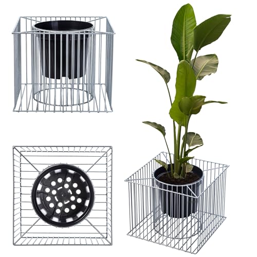 KADAX Gabionen-Pflanzkorb, Gabione, Blumentopf für Draußen, Blumen, Garten, Terrasse, quadratischer Pflanzkübel aus verzinktem Stahl, Steinkorb, Pflanzgefäß, Deko, wetterfest (39 x 39 x 32 cm)