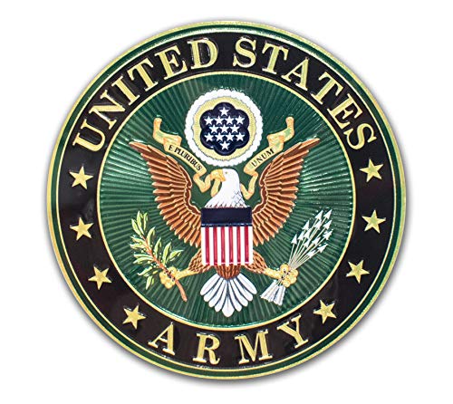 Image of Elektroplate US Army Crest Premium Embossed Car Decal 3.25 inch | Officially Licensed, Weatherproof Automotive Grade 3D Metallic Sticker for Water Bottle, Laptop & More; Made in the USA