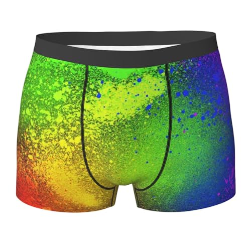 Glow in Dark Splatter Neon Men's Underwear Boxer Briefs Soft Stretch Underpants Trunks for Gift