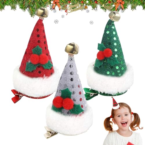 Haarspange Weihnachtsmütze 26 Mini Weihnachtsmütze Haarspange, 3 Stück Haarschmuck Weihnachten,...