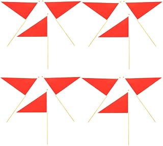 BESTYASH 12pcs Red Triangle Marking Flags for Construction and Lawn Irrigation, Small Outdoor Utility Flags for Garden Landscape and Sprinkler System Markers
