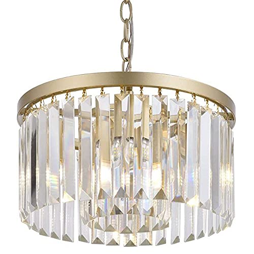 Plafonnier en cristal de salon lustre doré E14 pour sublimer vos repas en salle à manger