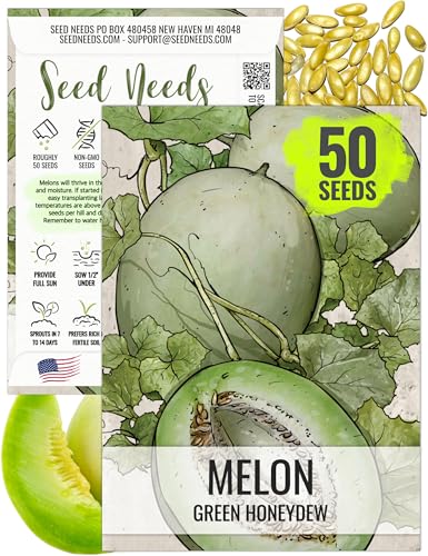 Seed Needs, Green Honeydew Melon Seeds - 50 Heirloom Seeds for Pl...