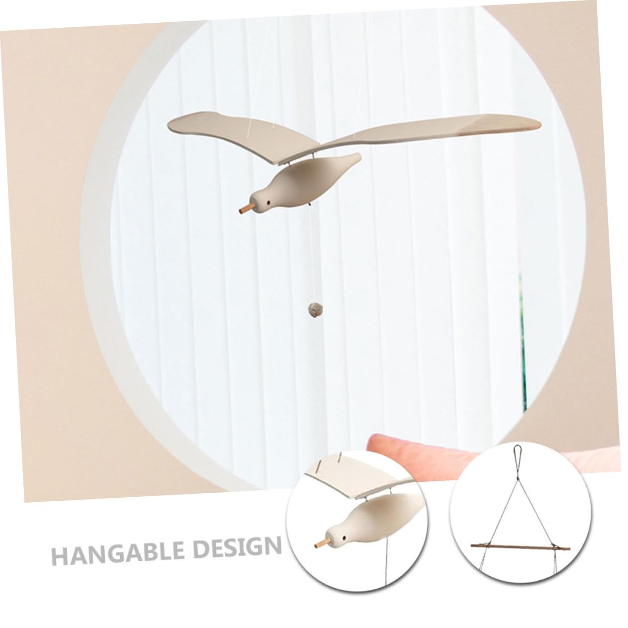 BESTYASH Decorazione da Appendere in Legno Uccelli Volanti Corda di Juta Bianca Ornamento per Parete Camera Ragazzo Ragazza e Soggiorno Design Unico e Lavorazione Fine