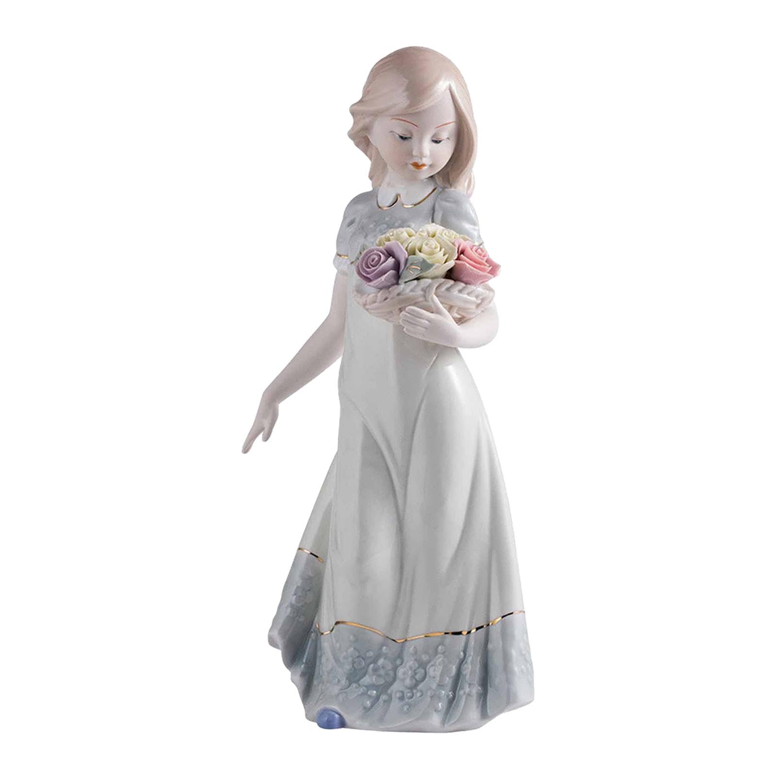 Homyl Mädchen Statue Halten Blumen Party Weihnachten Ornament Sammler