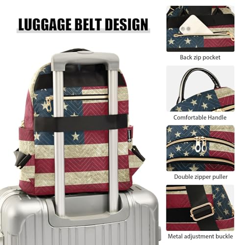 Image of ALAZA Vintage American Flag Small Backpack Purse for Women Travel Bag Fashion Daypack Back Pack Shoulder Bag