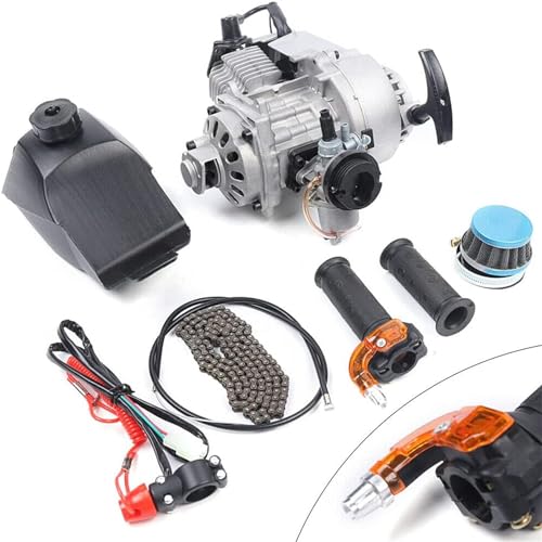 ⚙️ 【Kit motore per bici a 2 tempi】 Il motore viene fornito con testata ad alte prestazioni, connettore, avviamento in metallo verniciato a polvere, filtro dell'aria e carburatore da 14 mm, biella bilanciata, volano bilanciato, finestre del pistone portate e trasmissione CVT ascendente.