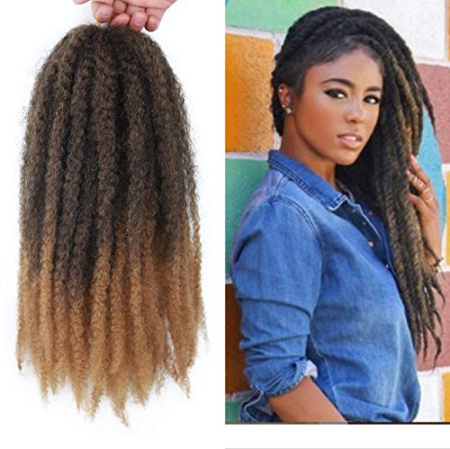 Marley Hair Ombre 4 Packs Afro Kinky Curly Crochet Hair 18 Inch Long Marley Twist Braiding Hair Kanekalon Synthetic Marley Braids Hair Extensions for Women(#T1B/27)