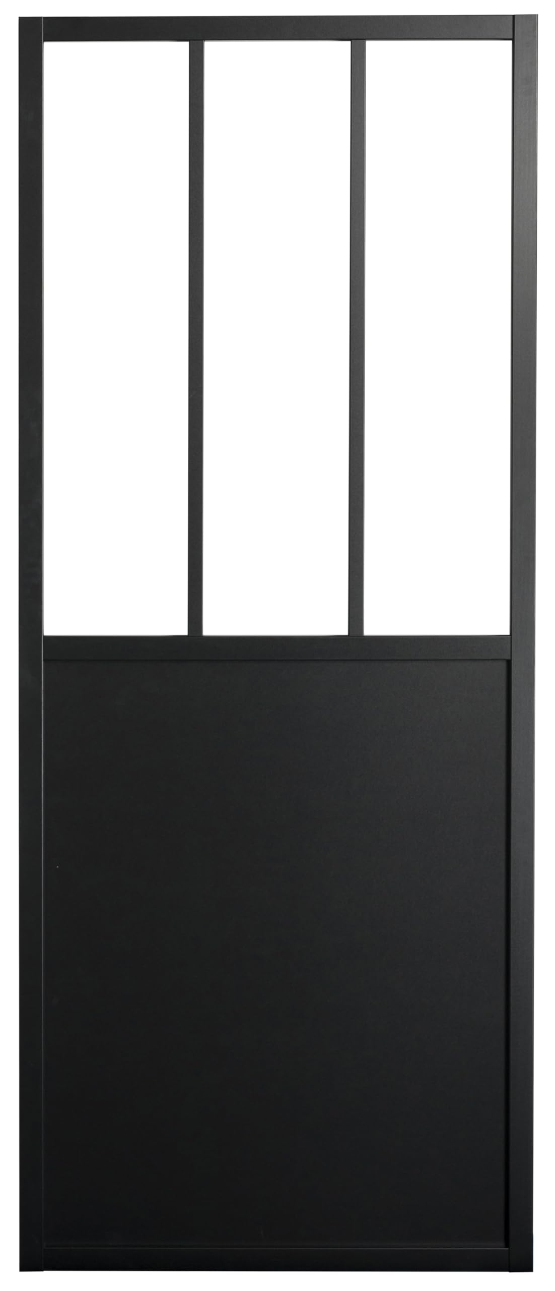 OPTIMUM Kit Porte Coulissante Intérieure Atelier Noir avec Rail – Plusieurs Dimensions – Verre Clair/Dépoli – Rail Apparent Porte Coulissante – Facile à Installer (noir verre clair, 204x93)
