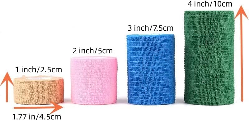 Miniatura 2 de Paquete de 4 vendajes autoadhesivos cohesivos, cinta autoadhesiva para atletismo, muñeca, tobillo, rodillas, mascotas, esguinces de tobillo e