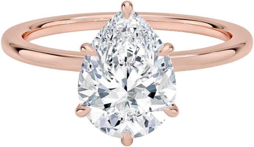 VIVARIS & CO. Moissanite Engagement Ring for Women 1-5 CT VVS1 Colorless, Hidden Halo Setting, 10K/14K/18K Solid Gold, 925 Sterling Silver Moissanite Ring Christmas Gift For Her