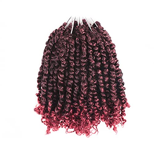 Niseyo 12 Inch Passion Twist Crochet Hair 7 Packs Short Pre-twisted Crochet Passion Twist Ombre Black Pre-looped Braids (T118)