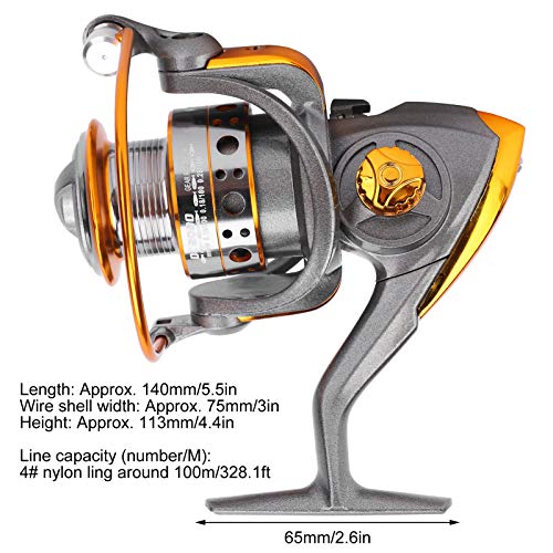 XINMYD Angelrolle, tragbare 13-Wellen-Metall-See-Angelrute Angelrolle Angelzubehör Silbergrau – Bild 7